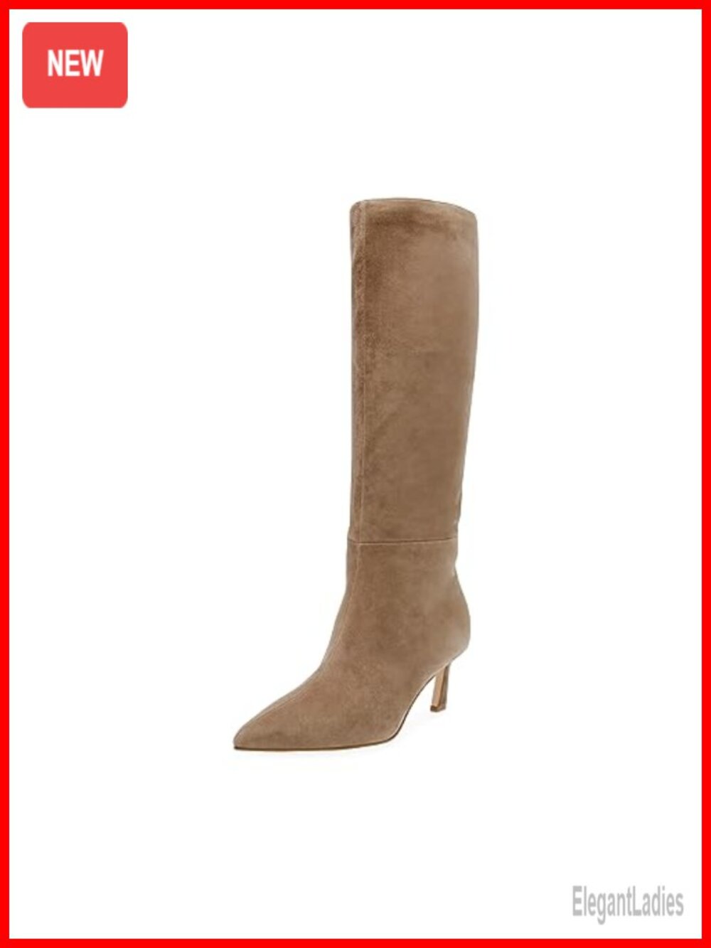 Pointed Toe Knee High Suede Boots Kitten Heel Pull On Fall